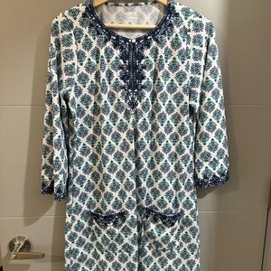 Cabana Life Blue and White Patterned Dress